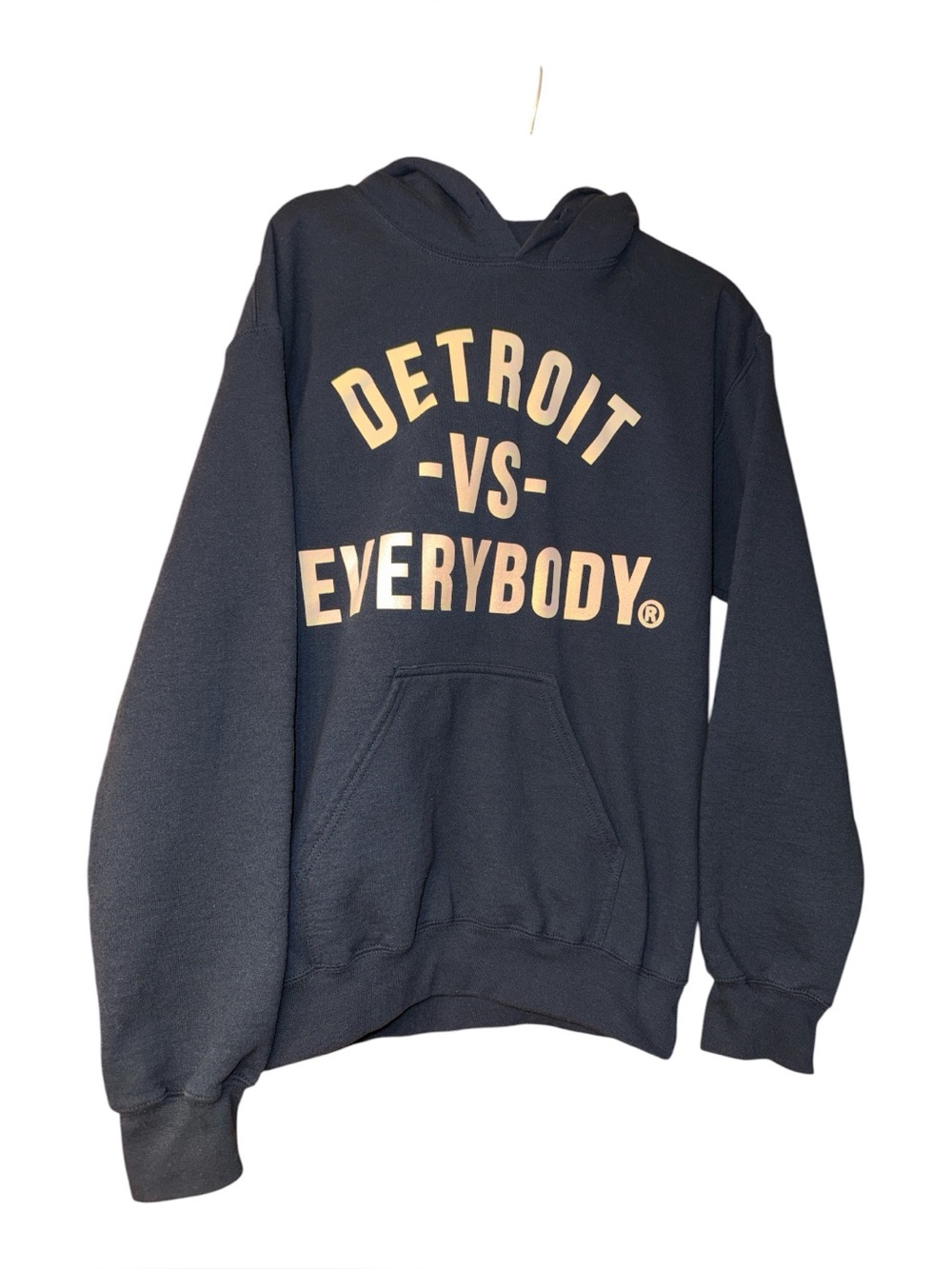Detroit vs Everybody Pullover Hoodie Graphic Sweatshirt Adult Small Navy Unisex